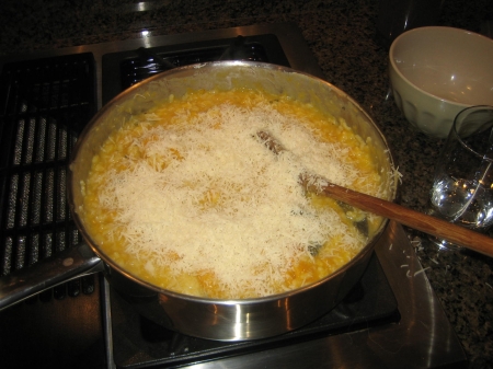 add Parmesan cheese and butter, stir until creamy